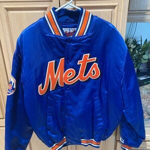 Vintage New York Mets Starter Satin Jacket Blue and Orange